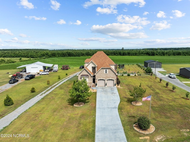 drone / aerial view with a rural view