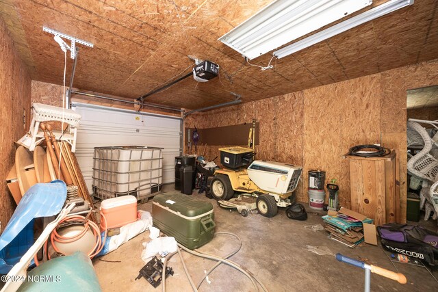 garage with a garage door opener