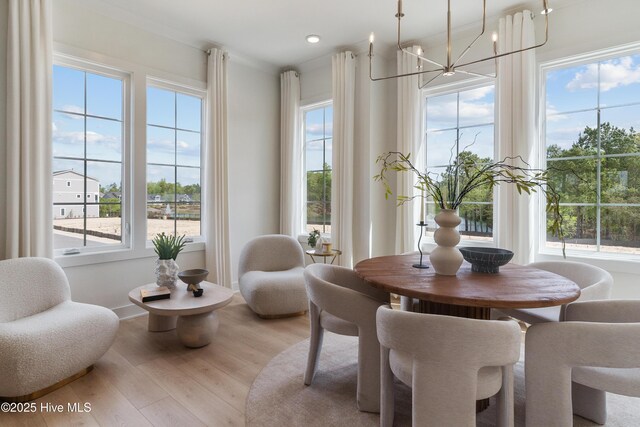 2601 Alvernia Dr, Castle Hayne, NC 28429 - dining space with a chandelier, healthy amount of natural light, wood finished floors, baseboards, and recessed lighting