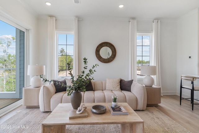 2601 Alvernia Dr, Castle Hayne, NC 28429 - living area with light wood-style flooring, recessed lighting, and baseboards