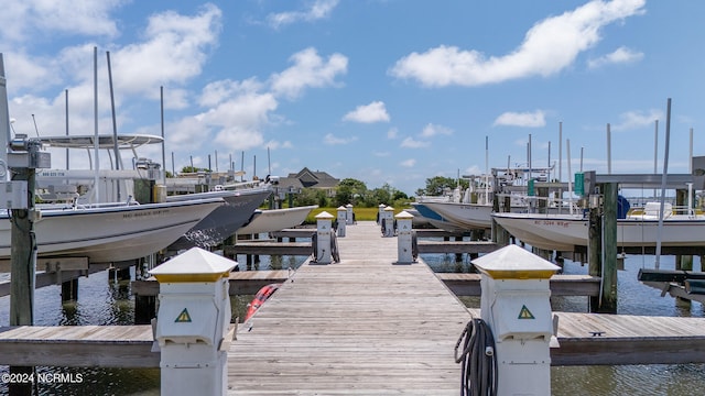 dock area featuring a water view