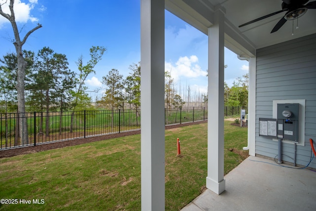 2597 Alvernia Dr, Castle Hayne, NC 28429 - fenced backyard with a ceiling fan