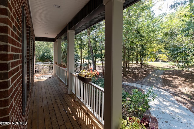 deck featuring a porch