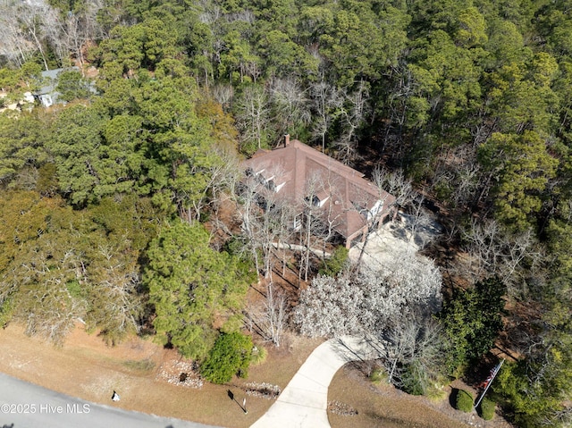 drone / aerial view with a forest view