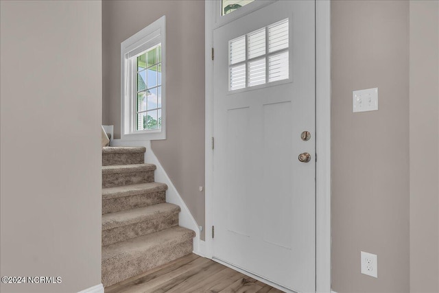 foyer with light hardwood / wood-style floors