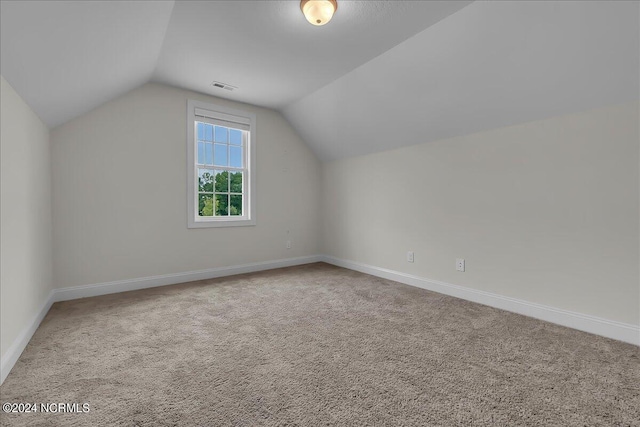 additional living space featuring carpet floors and lofted ceiling