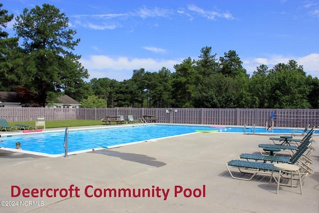 view of swimming pool with a patio area