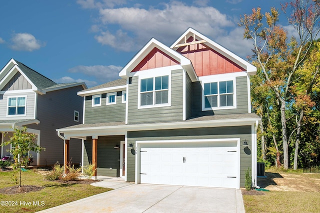 craftsman inspired home with a garage