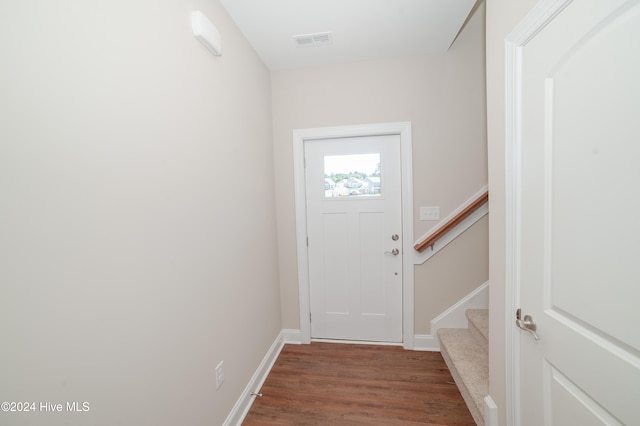 entryway featuring dark wood-type flooring