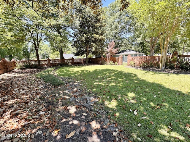 view of yard featuring a fenced backyard