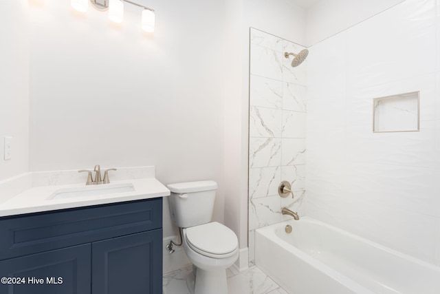 112 Seagate Pl, Wilmington, NC 28403 - bathroom featuring toilet, vanity,  shower combination, marble finish flooring, and baseboards