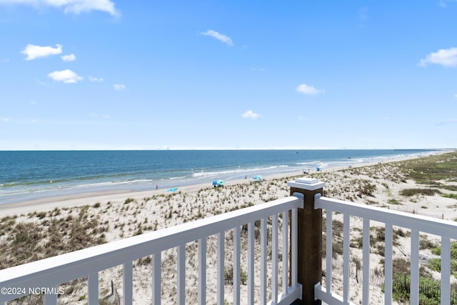 property view of water with a beach view