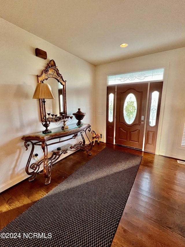 entrance foyer with dark hardwood / wood-style flooring