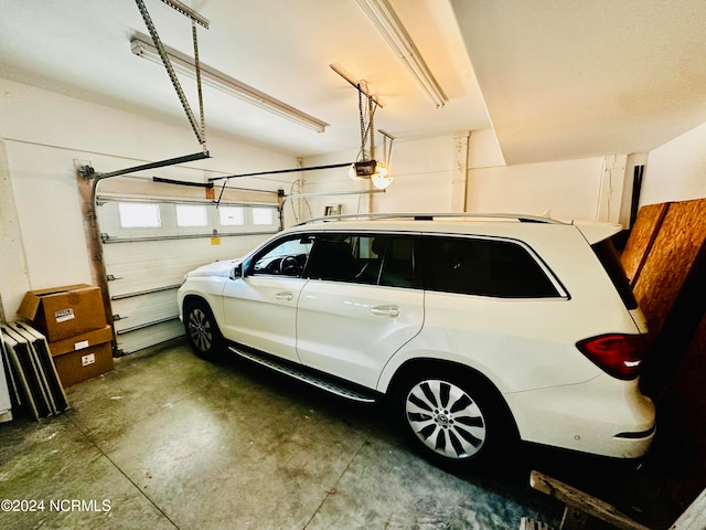 garage with a garage door opener