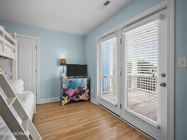 interior space with light hardwood / wood-style floors