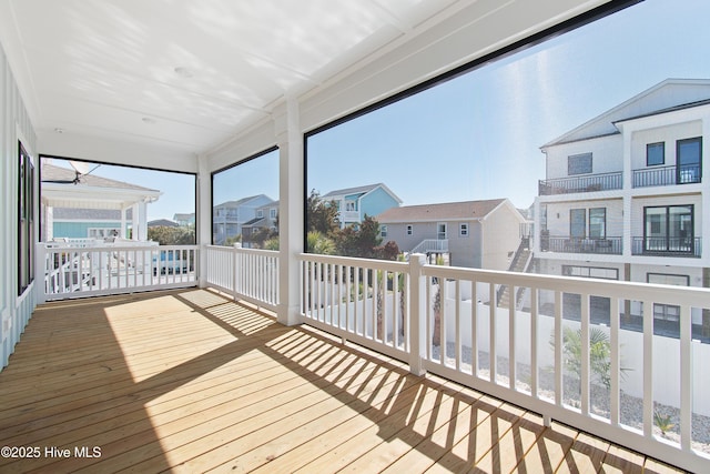 deck with a residential view