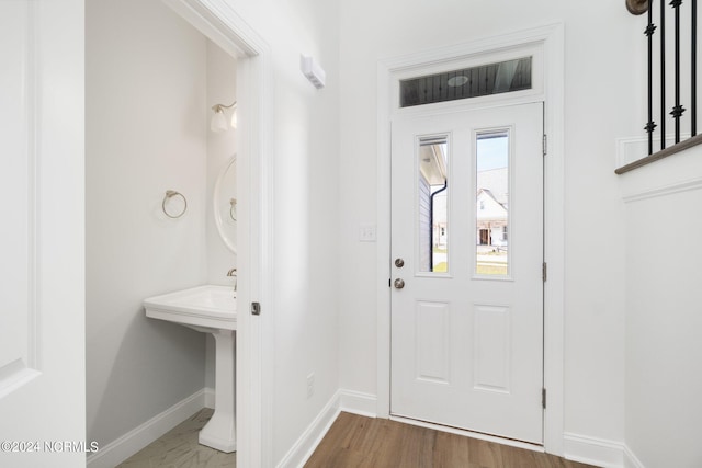 entryway with light wood-type flooring