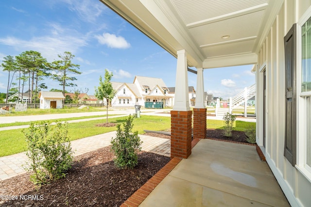 view of patio featuring covered porch