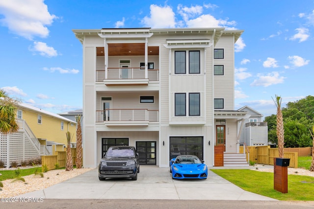 view of front of property with a balcony