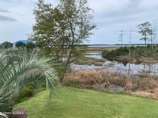 view of yard with a water view