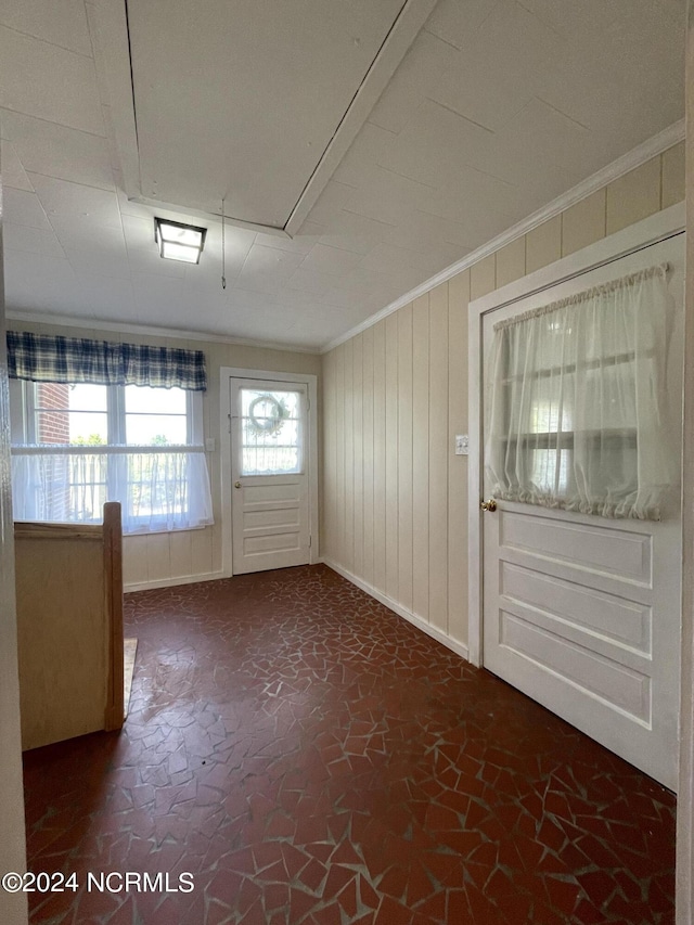 interior space with ornamental molding