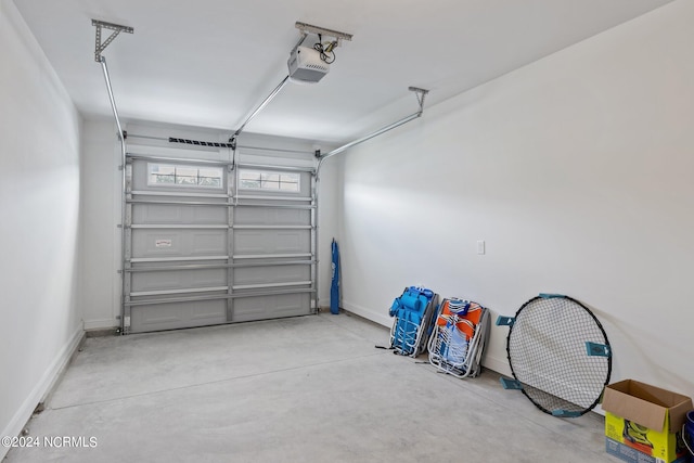 garage with a garage door opener