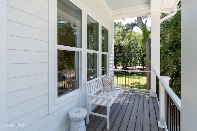 wooden deck with covered porch