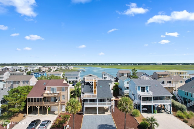 bird's eye view featuring a water view