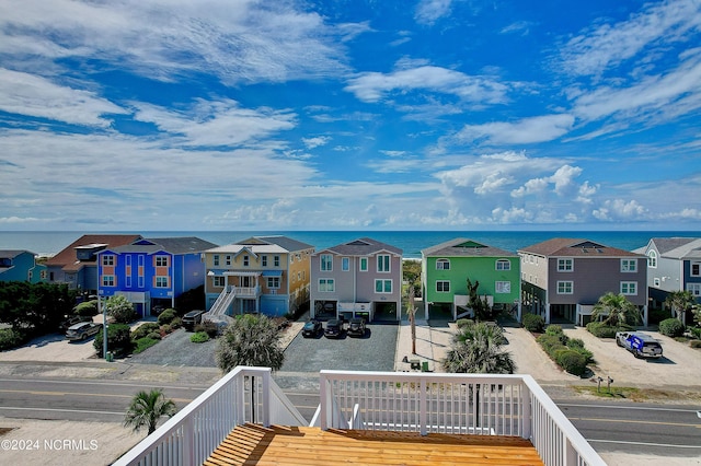 exterior space with a water view