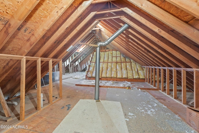 view of unfinished attic