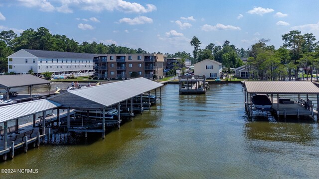 dock area featuring a water view