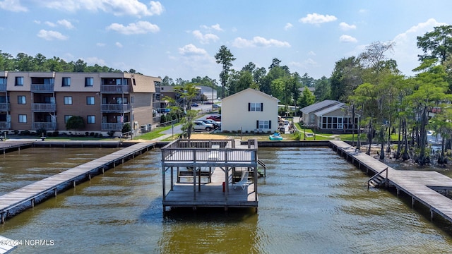 view of dock featuring a water view