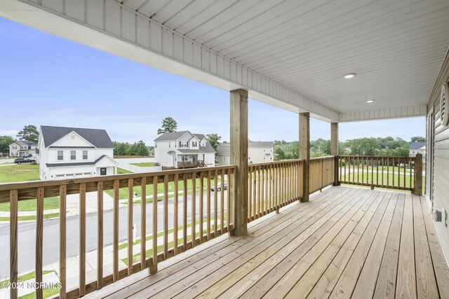 deck featuring a garage