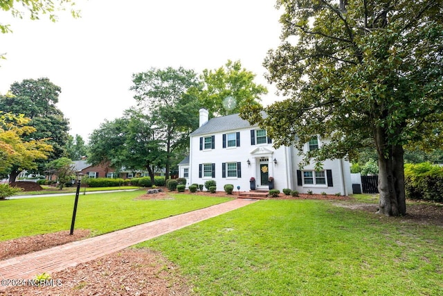 colonial house with a front lawn