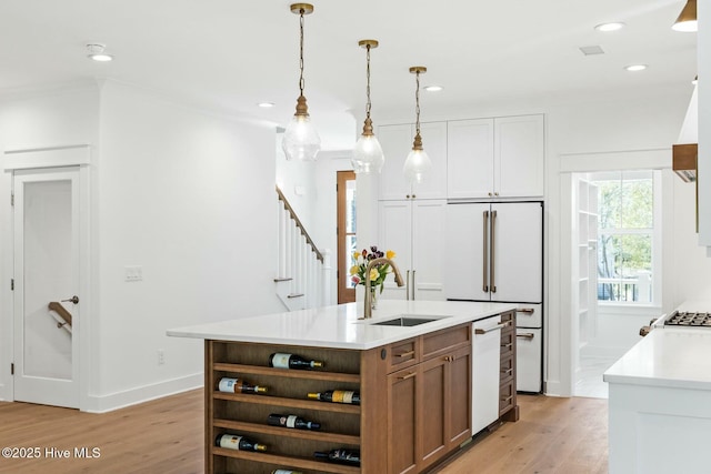 3404 Eagle Crest Dr SW, Supply, NC 28462 - kitchen featuring a sink, white appliances, light wood-style floors, light countertops, and open shelves