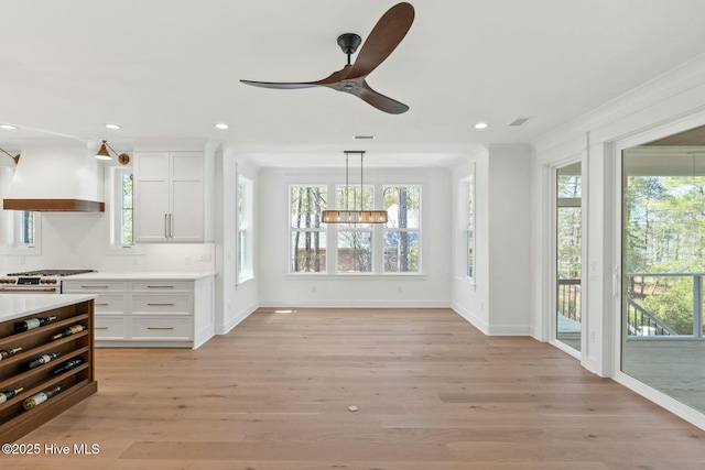 3404 Eagle Crest Dr SW, Supply, NC 28462 - kitchen with white range with gas cooktop, plenty of natural light, white cabinetry, and recessed lighting