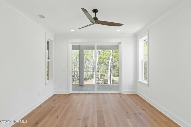 3404 Eagle Crest Dr SW, Supply, NC 28462 - spare room featuring ceiling fan, light wood-style floors, baseboards, and recessed lighting