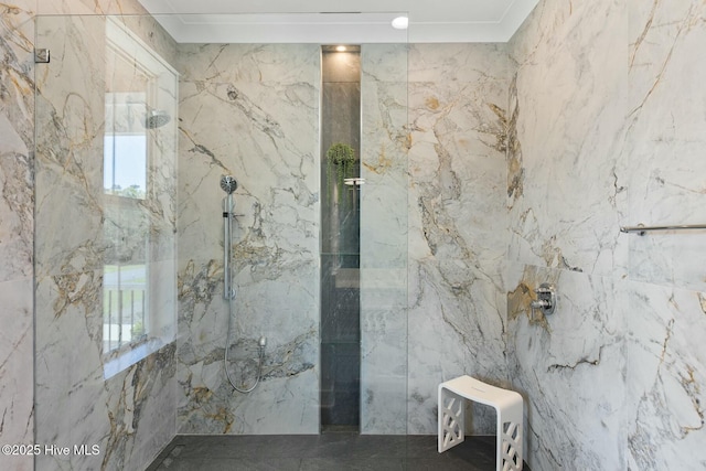 3404 Eagle Crest Dr SW, Supply, NC 28462 - bathroom with a marble finish shower, healthy amount of natural light, and tile walls