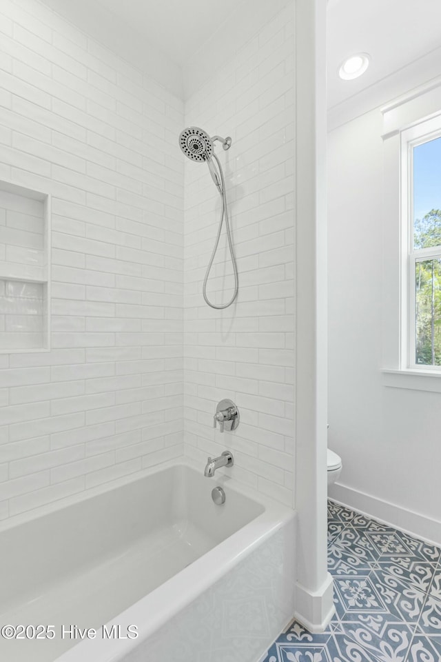 3404 Eagle Crest Dr SW, Supply, NC 28462 - bathroom featuring baseboards, toilet, and shower / tub combination