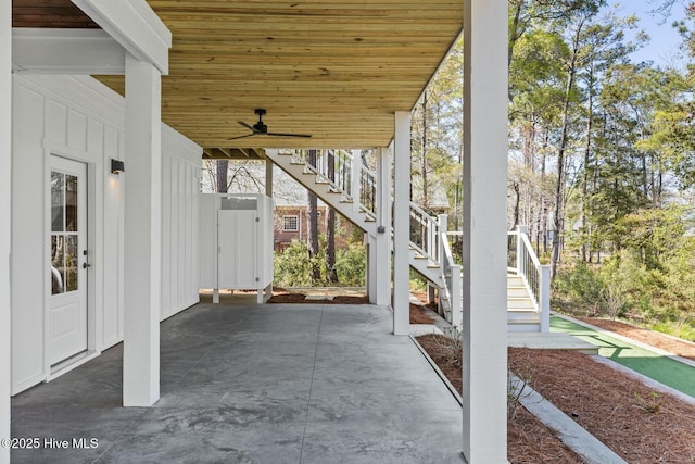 3404 Eagle Crest Dr SW, Supply, NC 28462 - view of patio featuring stairs and ceiling fan