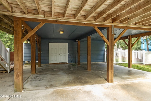 view of garage