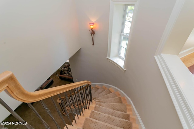 staircase featuring wood finished floors
