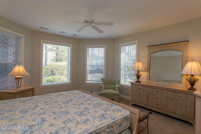 bedroom featuring carpet and ceiling fan