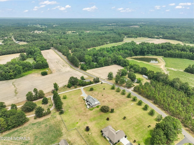 aerial view featuring a water view and a rural view