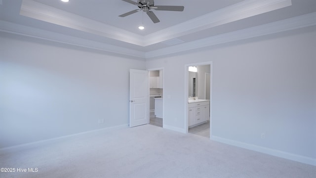 1254 Palatka Pl SE, Bolivia, NC 28422 - unfurnished bedroom featuring crown molding, light carpet, a raised ceiling, baseboards, and recessed lighting
