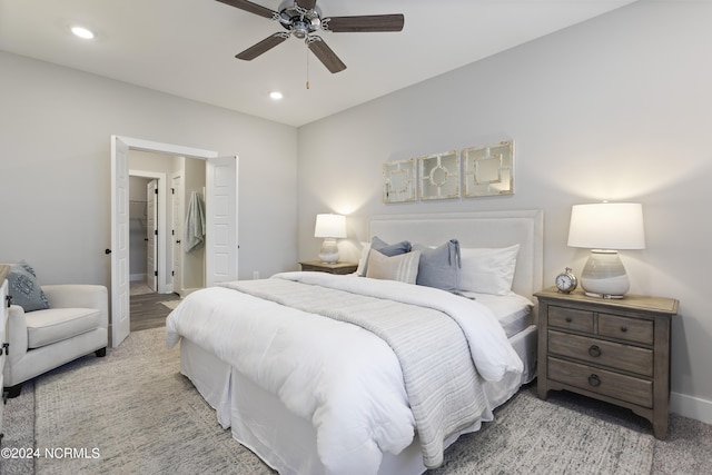 bedroom featuring ceiling fan