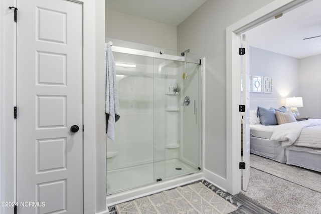 bathroom featuring walk in shower