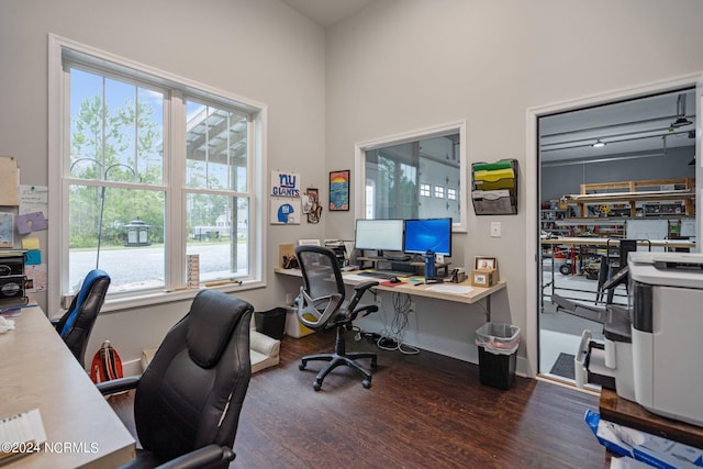 office area featuring hardwood / wood-style floors