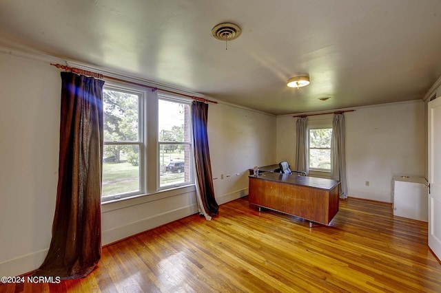 office area featuring light hardwood / wood-style flooring