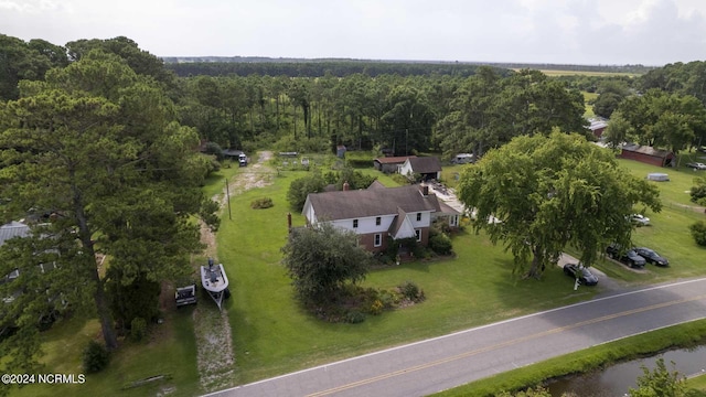 264 Main St, Swanquarter, NC 27885 - birds eye view of property with a forest view